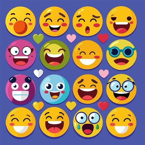 Premium Vector Beautiful Emoji Set Emoticons Set Vector