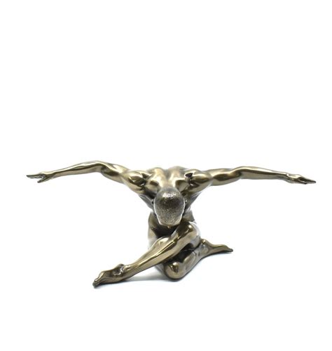 Nude Male Body Cold Cast Bronze Resin Sculpture Figure Nude Male Sitting With Legs Crossed