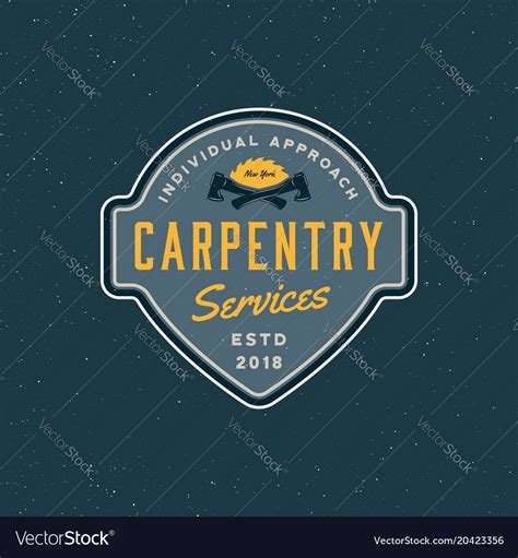 Vintage Carpentry Logo Retro Styled Wood Works Vector Image