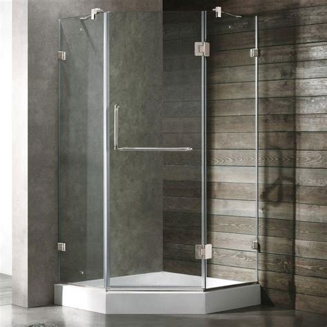 Vigo Piedmont 38 In W X 79 In H Neo Angle Pivot Frameless Corner Shower Enclosure In Brushed