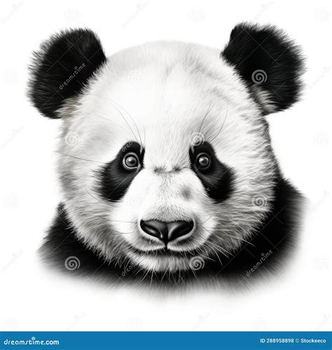 Dibujo Realista Del Retrato De Panda Blanco Y Negro Stock De