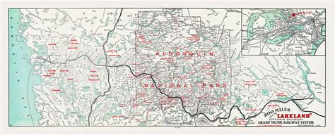 Historic Algonquin Park Map Grand Trunk Railway 1912 Map On Heavy Cotton Canvas 22x27 Approx