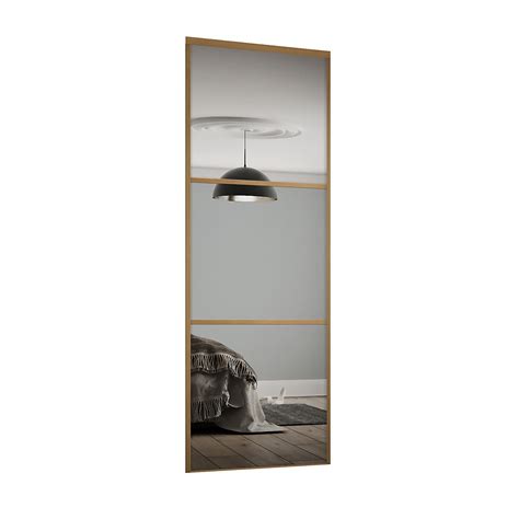 Linear Sliding Wardrobe Door 3 Panel Mirror With Oak Frame W762mm Homebase