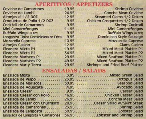 Menu At La Casa Del Mofongo Restaurant New York City St Nicholas Ave
