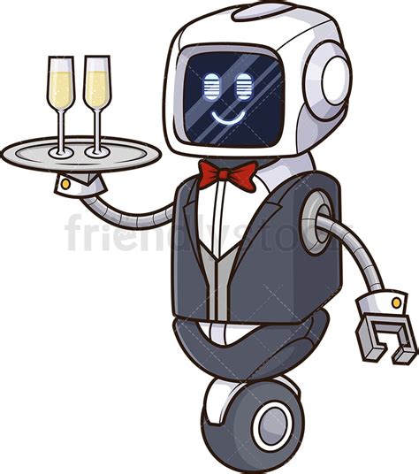Robot Butler Cartoon Vector Clipart Friendlystock