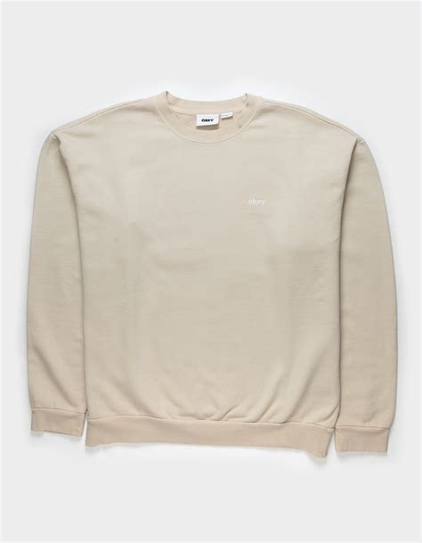 OBEY Lowercase Pigment Mens Crewneck Sweatshirt SAND Tillys