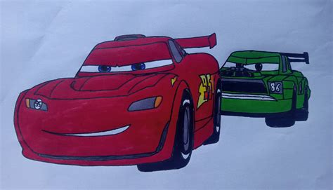 lightning mcqueen   chick hicks  fanart  casonartsdrawing