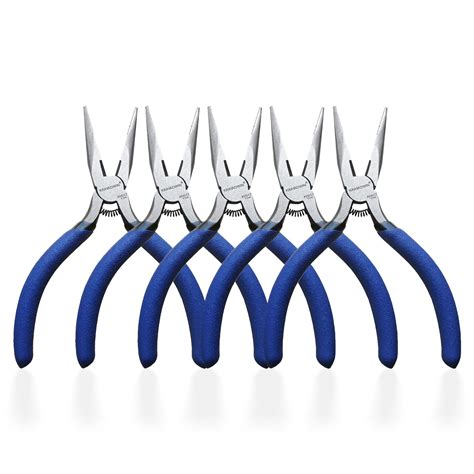 Mini Needle Nose Pliers 5 5 Pack Kaihaowin Small Long Nose Pliers With Wire Cutters Spring