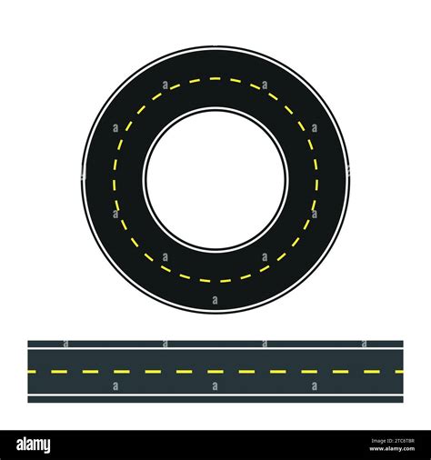 Road Circle Asphalt Road Ring Highway Road Marking Vector Stock Vector