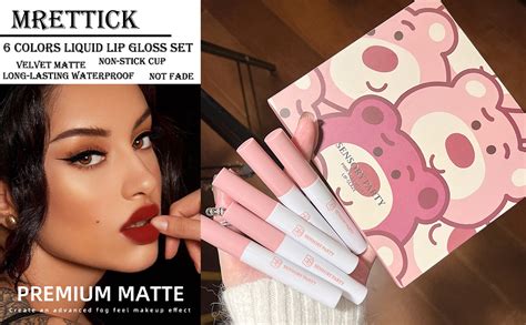 Mrettick Farben Liquid Lip Gloss Set Velvet Matte Nude Langlebige Wasserdichte Antihaft Tasse