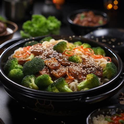 Premium Photo Sukiyaki Hot Pot Dish With Thinly Sliced Beef Vegetables And Tofu Savory Hot Pot