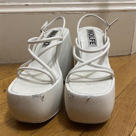 Naked Wolfe White Mystery Platform Leather Wedges Depop