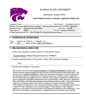 Fillable Online K State Hr Use Only Kansas State University K State