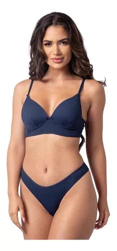 Conjunto Lingerie Soft Canelado Sutiã Bojo E Calcinha Mf Parcelamento sem juros