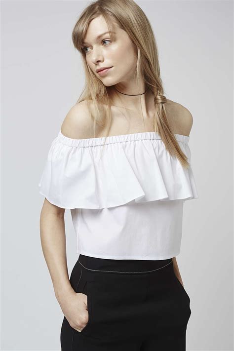 Off The Shoulder Bardot Blouse Topshop Off Shoulder Tops Off