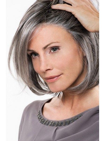 Smooth Sleek Synthetic Grey Bob Wig Grey Hair Light Gray Hair