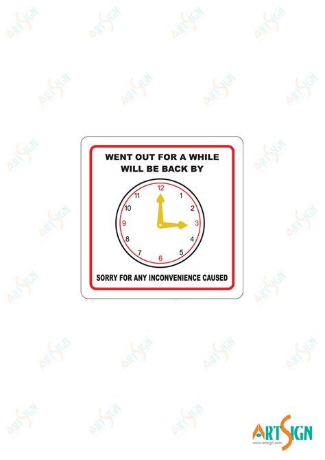 Acrylic Sign Clock Out For A While 150 x 150mm – Artsign