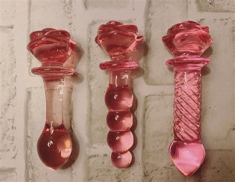 Rose GLASS DILDO Pink Crystal Rose Butt Plug Glass Wand Etsy