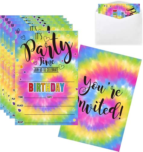 Mingdcdc Birthday Party Invitation Cards For Teens Tie Dye Party