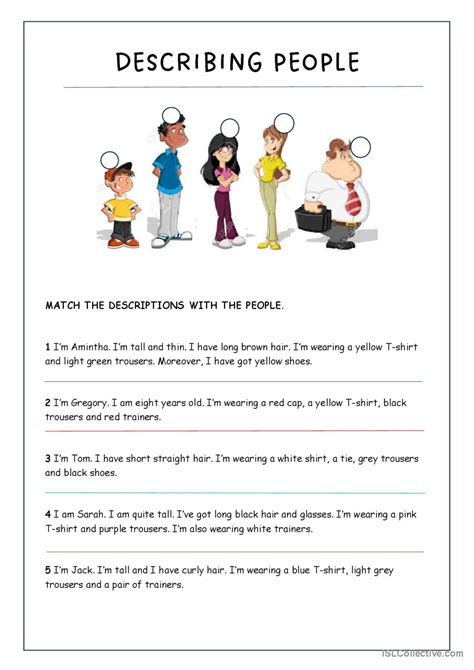 Describing People Matching General English Esl Worksheets Pdf And Doc