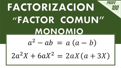 Factorizar un polinomio utilizando factor común monomio Factorización