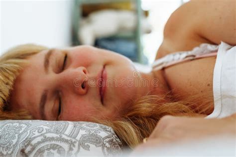 Attractive Blonde Woman Waking Up In Bed Stock Photo Image Of Morning Caucasian 291291362