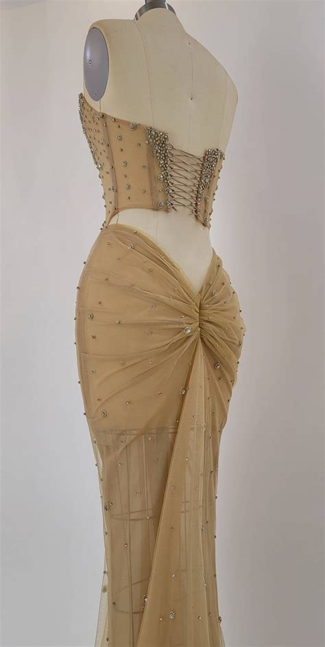 Pre Order Custom Sheer Nude Mesh Diamond Crystal Beaded Hand Etsy Australia