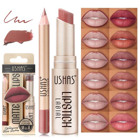 Matte Lipstick And Lip Liner Set Non Stick Cup Not Fade Waterproof Nude Lipstick Makeup Kits
