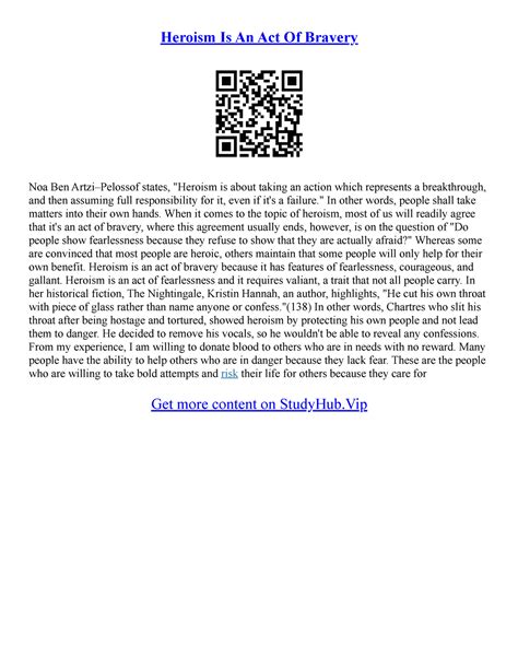 Essay On Bravery - Heroism Is An Act Of Bravery Noa Ben Artzi–Pelossof