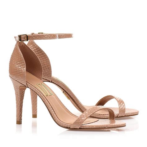 Sandália Salto Alto Snake Nude UZA Shoes Sapatos Femininos