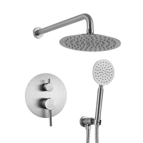 Black Bathroom Shower Hot And Cold Shower Mixer In Wall Mounted Rain Concealed Shower Set With