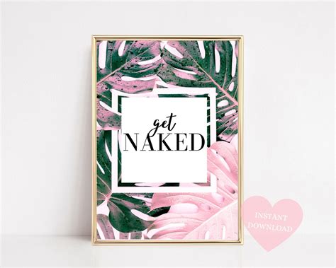 Get Naked Print Bathroom Wall Art Bathroom Prints Printable Art Bathroom Decor Tropical