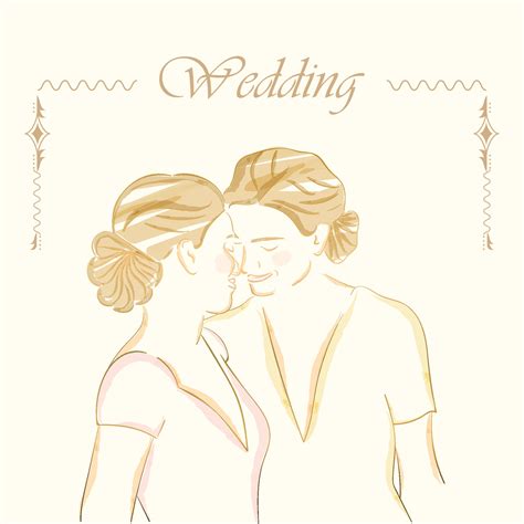 Happy Married Lesbian Couple Outline Pastry Marriage Template Vector 38511842 Vector Art At Vecteezy