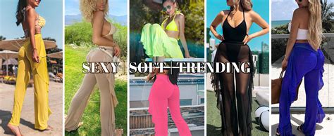 Amazon Jumppmile Women S Sexy Ruffle Sheer Mesh Bikini Swimsuit Bathing Wear Cover Up Pants