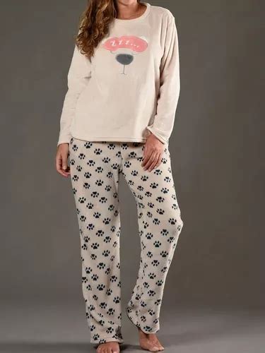 Pijama De Polar Fleece Mujer Color Nude Cuotas Sin Inter S