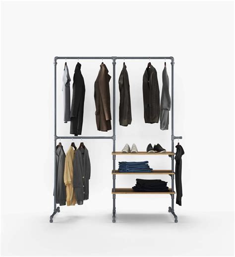 Стеллаж с вешалкой для одежды из труб "BOB WOOD" купить в Москве