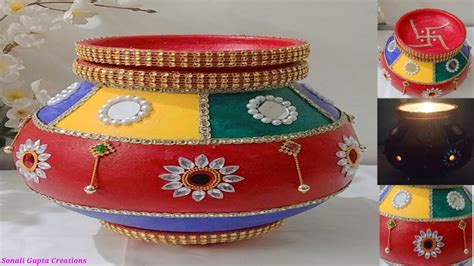 How To Decorate Pot At Homematki Decorationkalash Decorationgarba