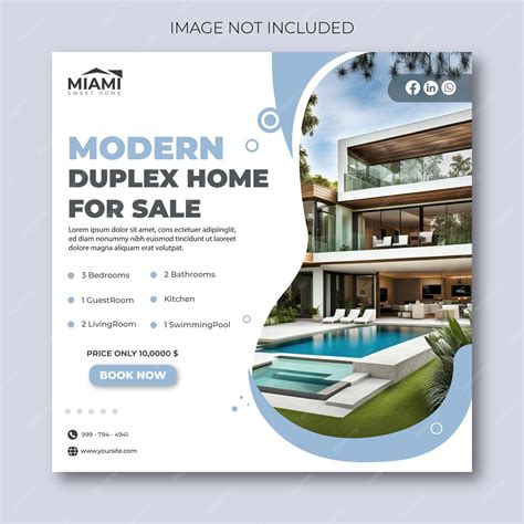 Premium Vector | Creative modern duplex home for sale social media post
