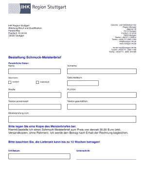 Ausf Llbar Online Stuttgart Ihk Bestellung Schmuck Meisterbrief Fax