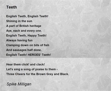 Teeth Poem By Spike Milligan Poem Hunter