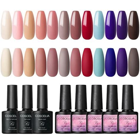 Coscelia Couleurs Vernis Semi Permanent Rouge Nude Et Base Coat Top Coat Mat Top Coat Pcs