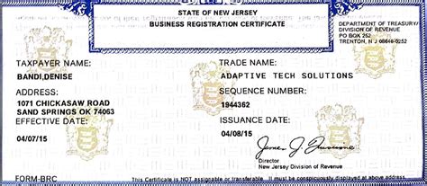 Nj Short Certificate