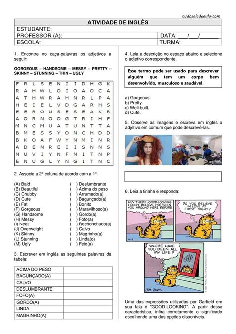 Tudo Sala De Aula Inglês 6 Ano - Atividades de Inglês para o 5º ano - Ensino Fundamental - Tudo Sala de ...