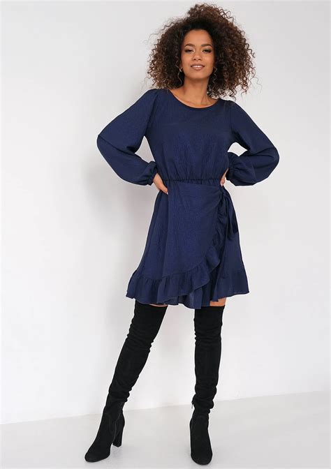 Lola - Shiny navy blue dress - Mosquito