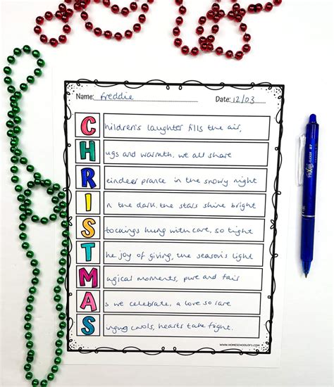 Acrostic Poem Template 10 Free Printables