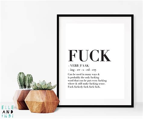 Fuck Definition Funny Typography Print Poster Etsy