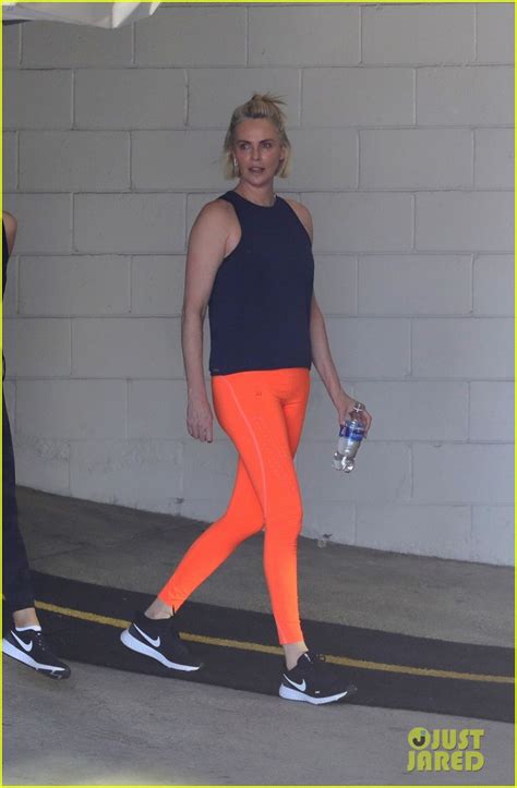 Photo: charlize theron orange leggings for workout 01 | Photo 4569270 ...