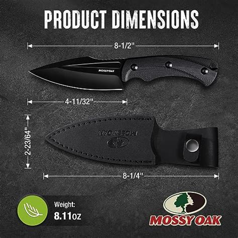 Mossy Oak Hunting Knife with Sheath, Full-tang Fixed Blade Knife ...