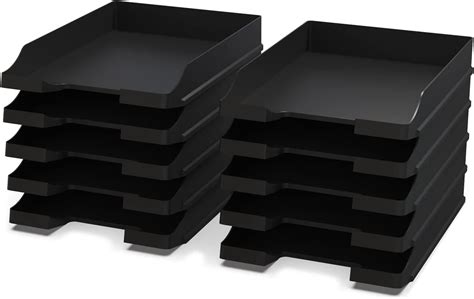 detectalia black document trays stackable desk organisers plastic