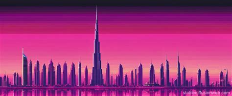 Dubai Pixel Art With Magenta Burj Khalifa Stable Diffusion Online